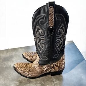 Corral Exotic Python & Leather Western Cowboy Boots Brown & Black Men's 9.5 D